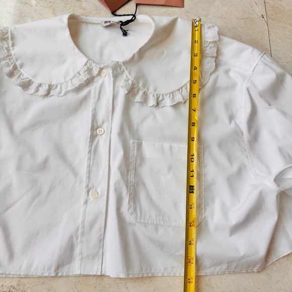 Miu Miu Peter Pan Collar Cropped Cotton Poplin shirt size 40 - Picture 12 of 16